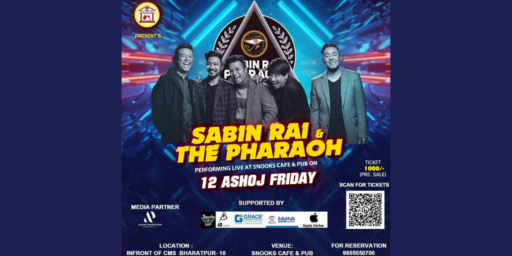 Join us for an unforgettable night with Sabin Rai & The Pharaoh live in Bharatpur on the 12th of Ashoj at Snooks Cafe & Pub